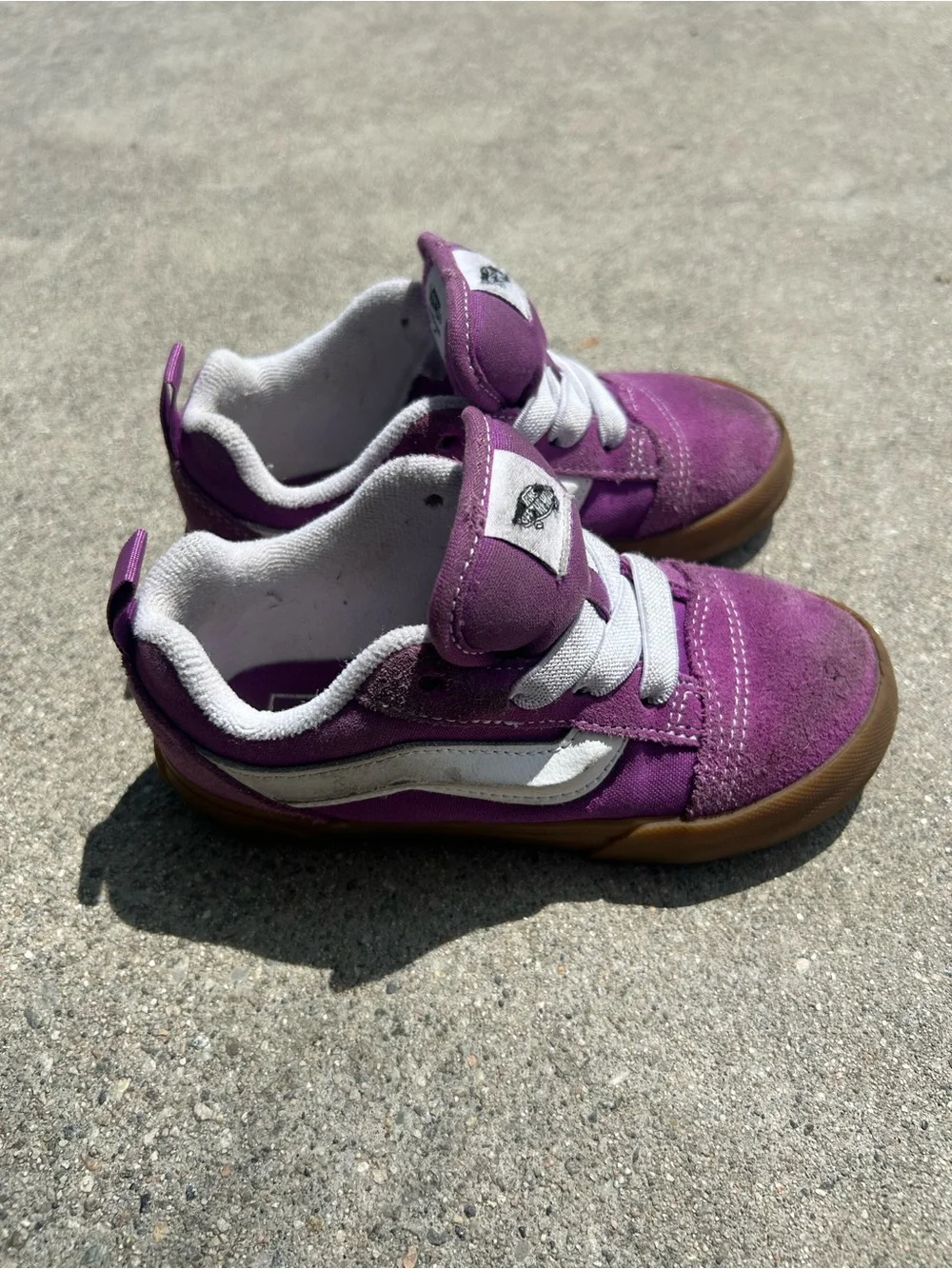 Vans Kids Purple Suede Skate Shoes with White Accents size 10